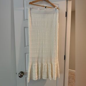 Off white lace maxi skirt